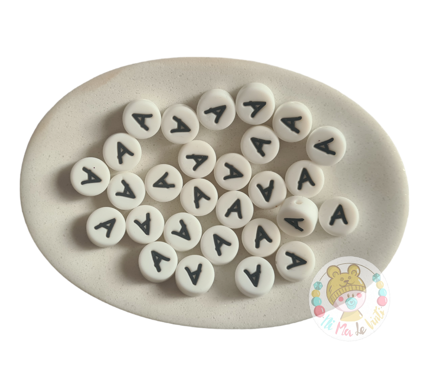 Alphabet Silicone Beads Round 12mm