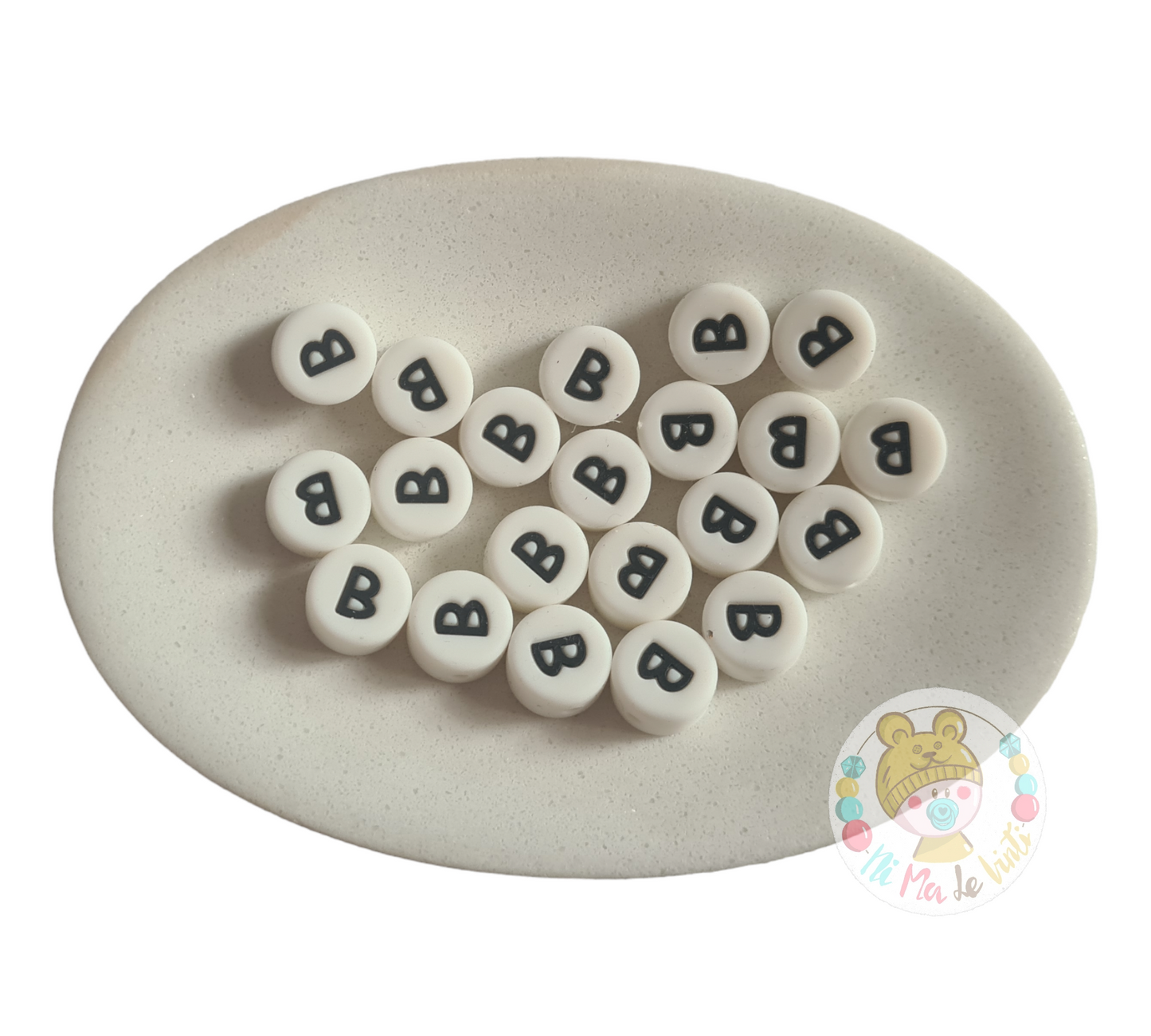Alphabet Silicone Beads Round 12mm