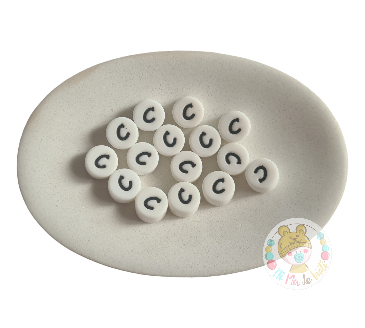 Alphabet Silicone Beads Round 12mm