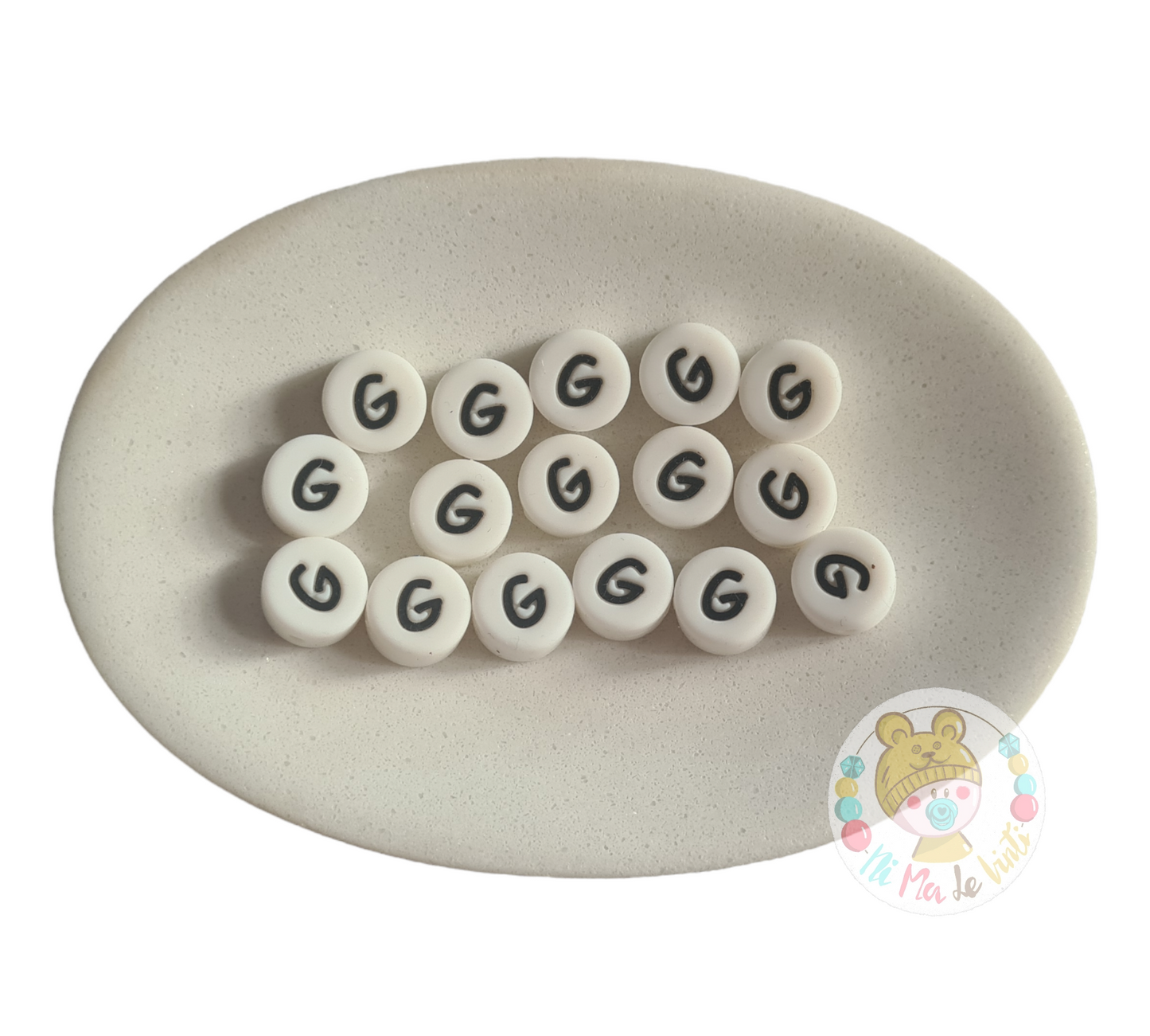 Alphabet Silicone Beads Round 12mm