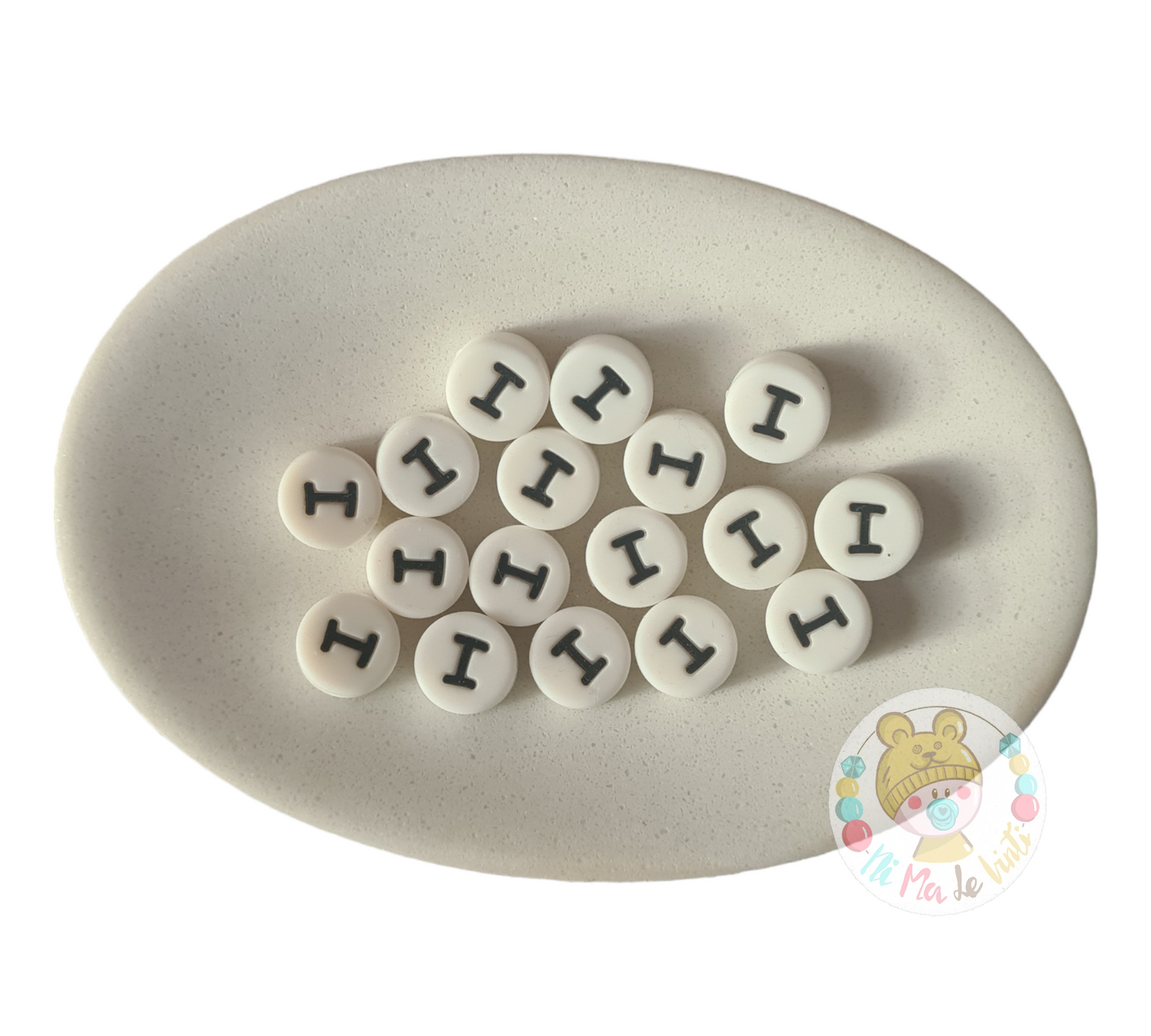 Alphabet Silicone Beads Round 12mm