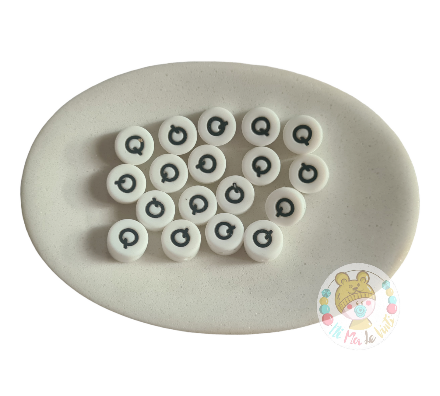 Alphabet Silicone Beads Round 12mm