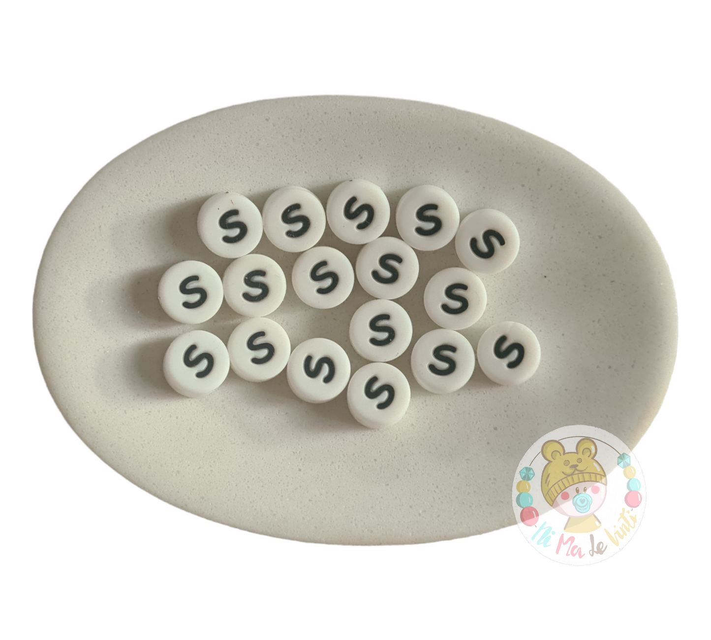 Alphabet Silicone Beads Round 12mm