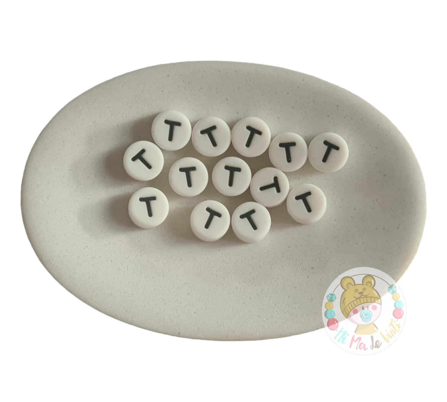 Alphabet Silicone Beads Round 12mm