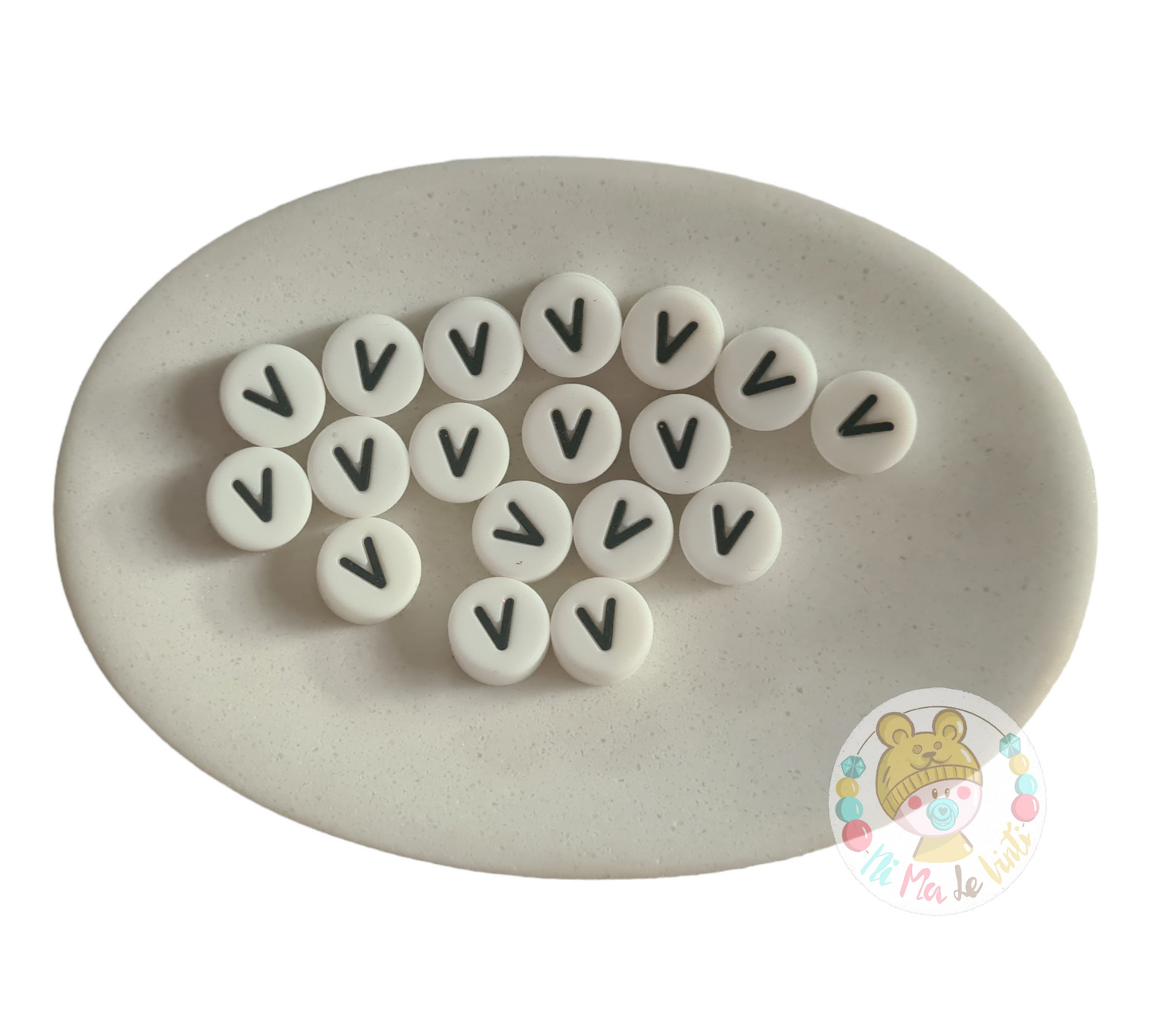 Alphabet Silicone Beads Round 12mm