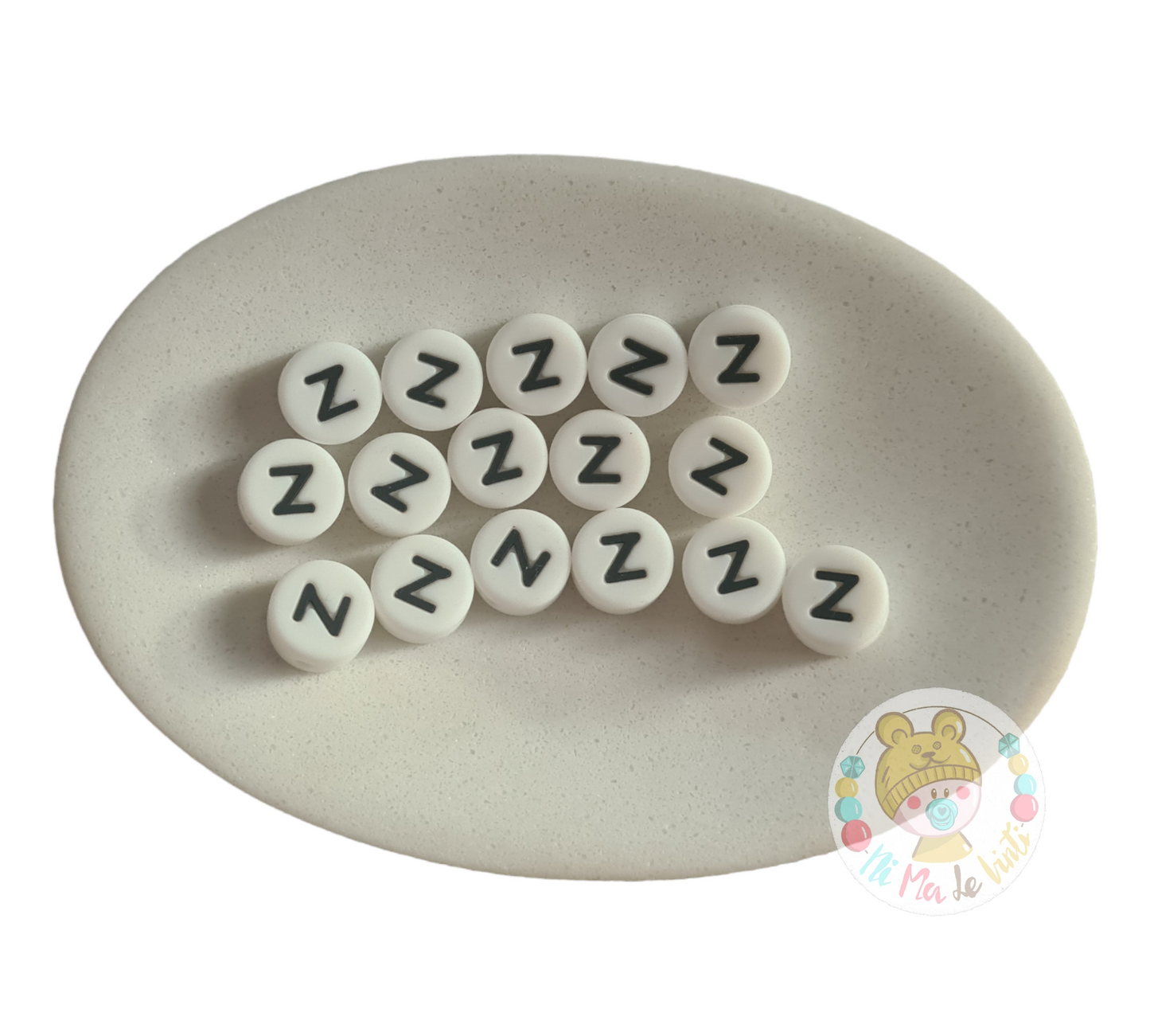 Alphabet Silicone Beads Round 12mm