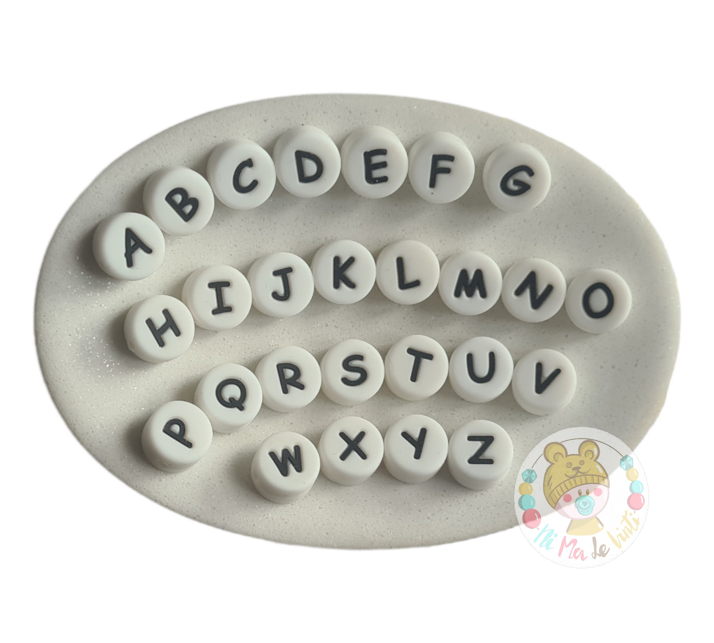 Alphabet Silicone Beads Round 12mm