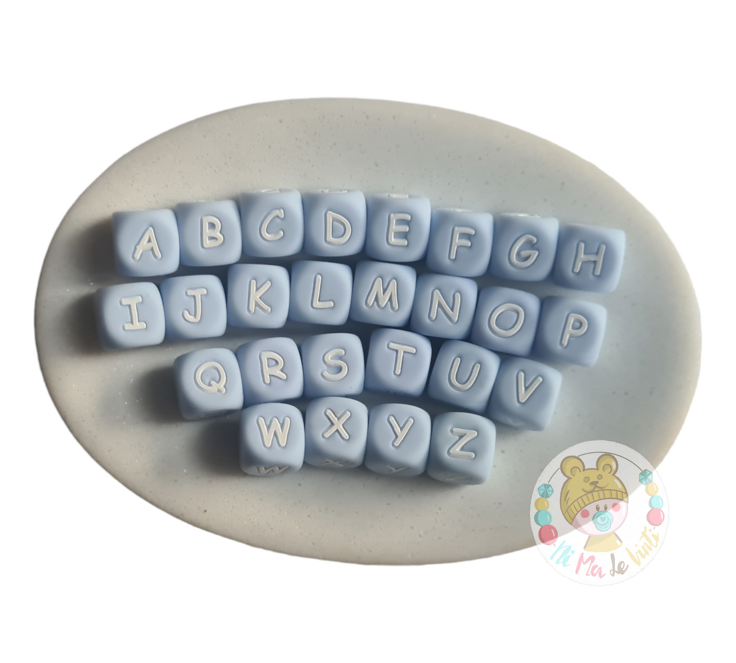 Alphabet Silicone Blue 12mm