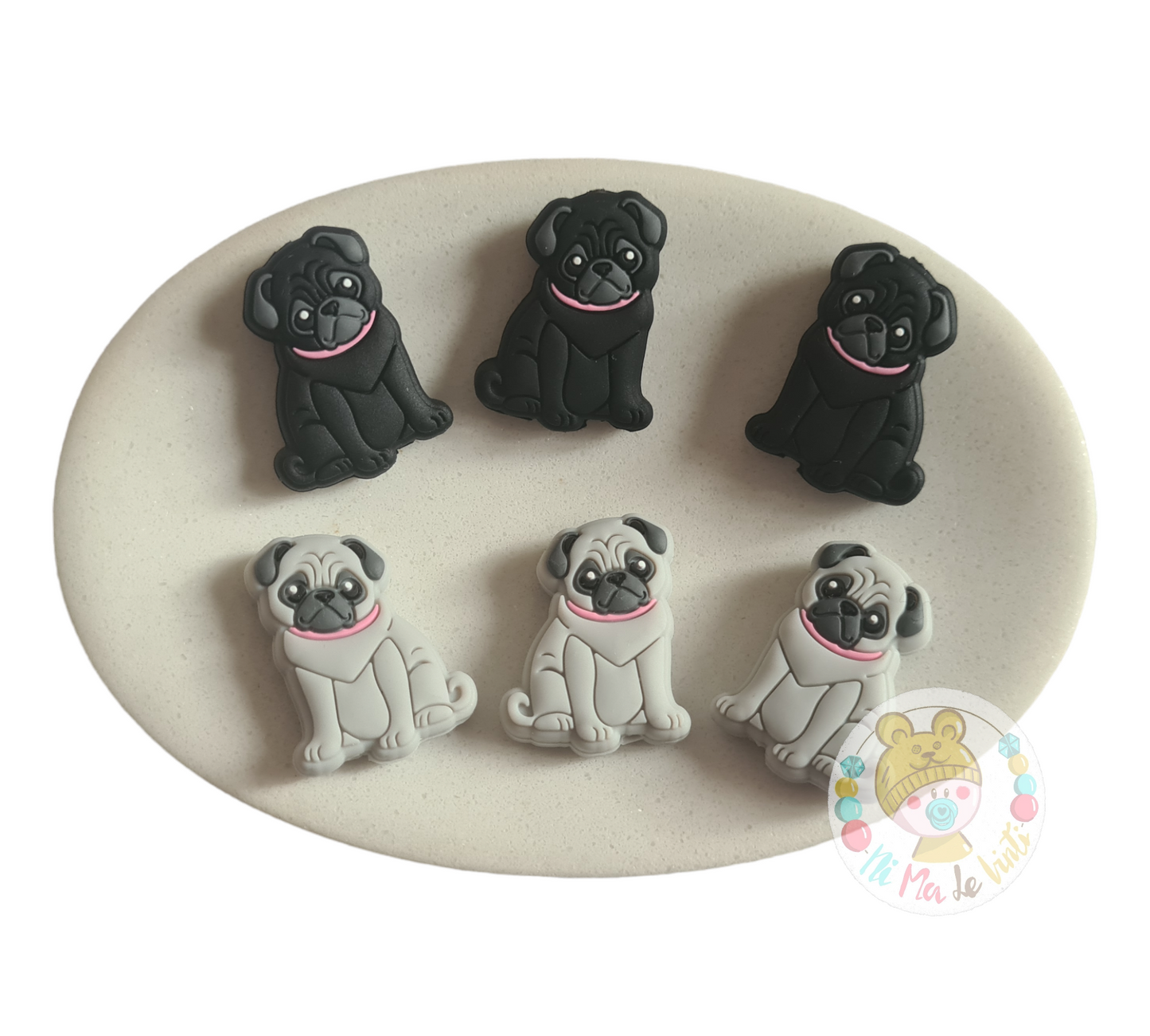 Pug Silicone Beads