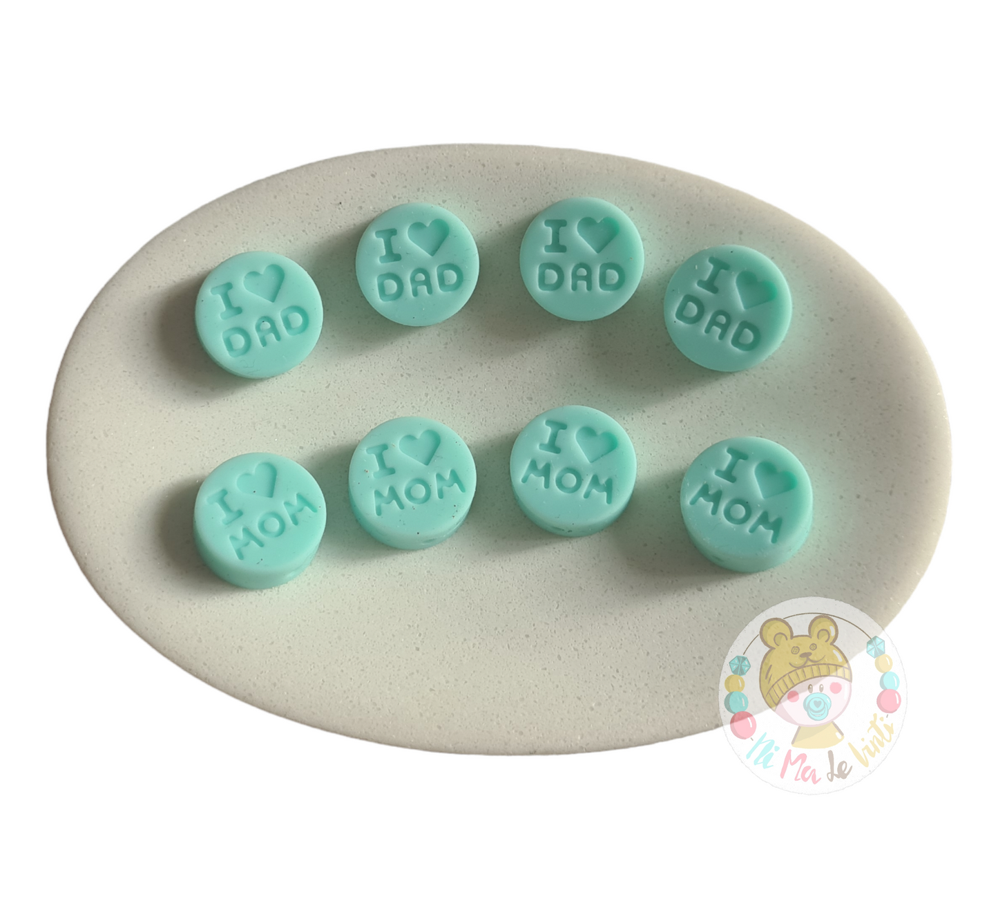 Silicone I love Mom /Dad 18mm beads