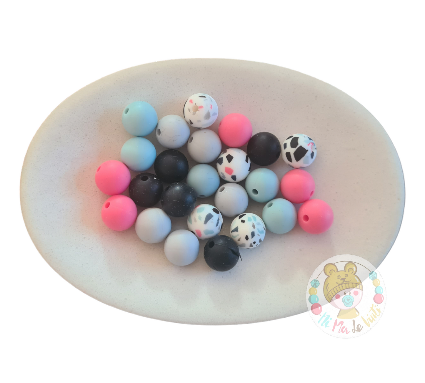 25 Pcs 12mm Silicone Bead Set