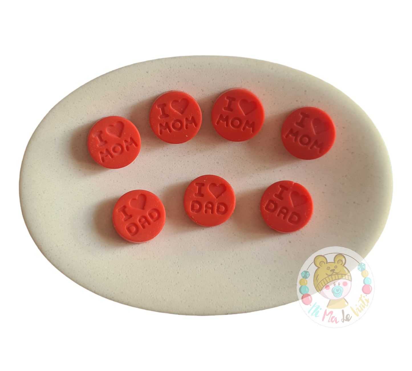 Silicone I love Mom /Dad 18mm beads