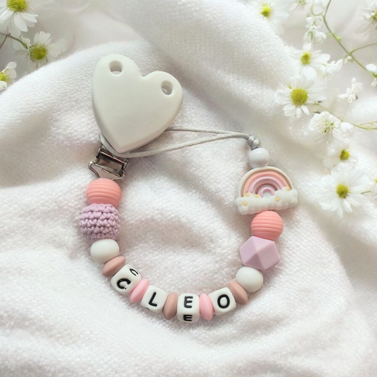 Sweetie Rainbow Clip Personalised Baby Dummy Clip