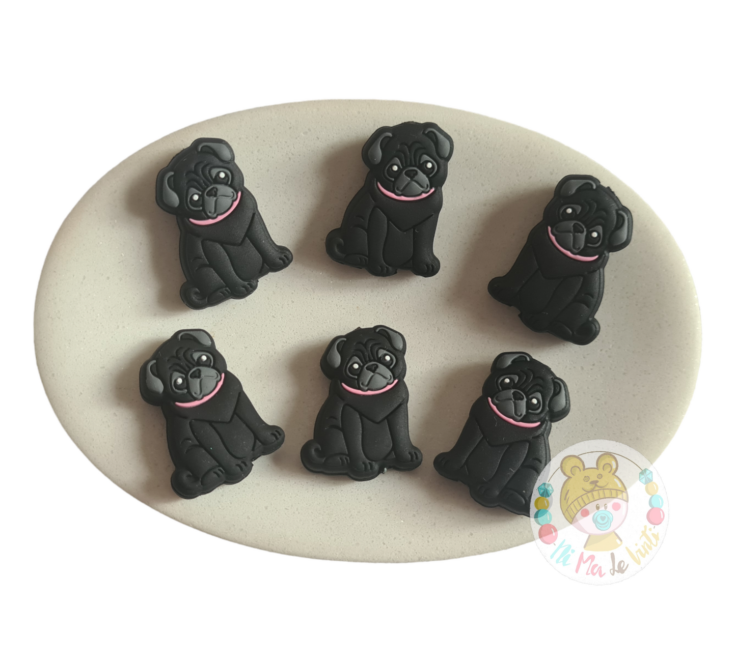 Pug Silicone Beads