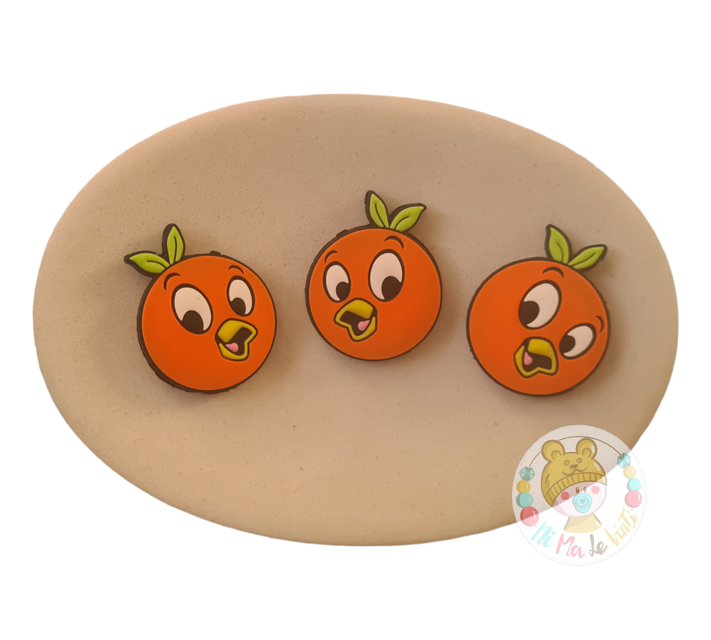 Orange Bird Head Silicone Beads