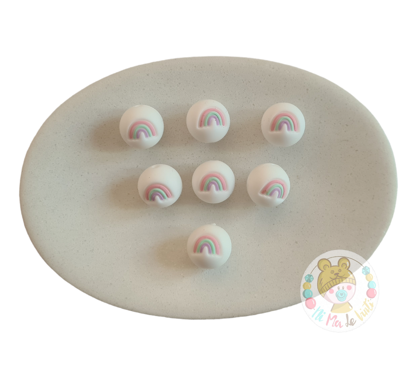 Rainbow Silicone Beads - 15mm