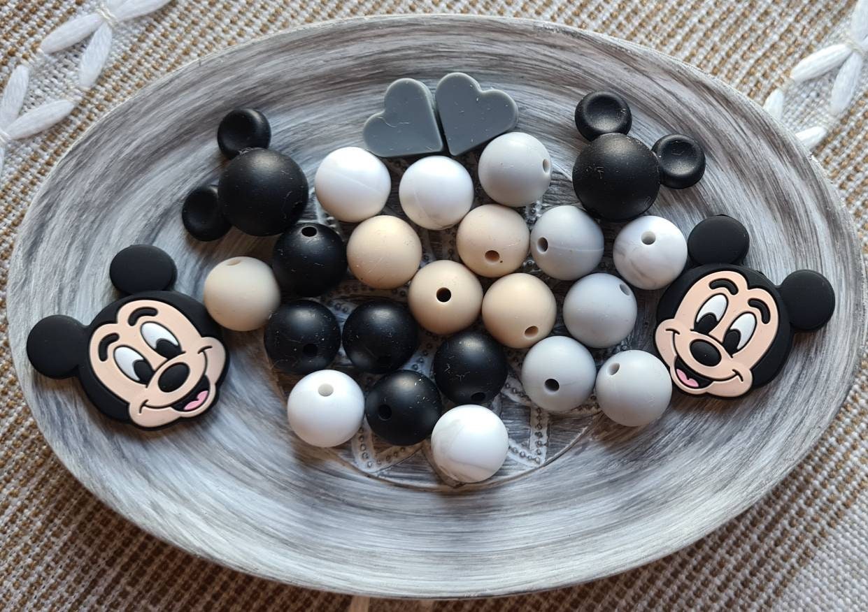 Silicone Bead Set/ Character Silicone beads/ BPA free/ Mickey beads/DIY Silicone Beads