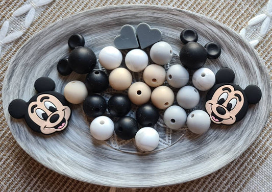 Silicone Bead Set/ Character Silicone beads/ BPA free/ Mickey beads/DIY Silicone Beads
