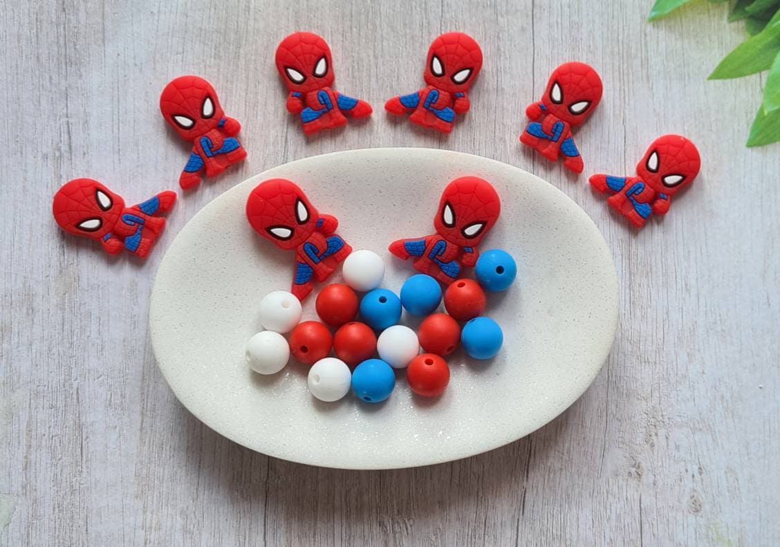 Silicone Beads / 17 PCS Set/ Character Silicone beads/ BPA free/ Spring silicone beads set/DIY Silicone Beads