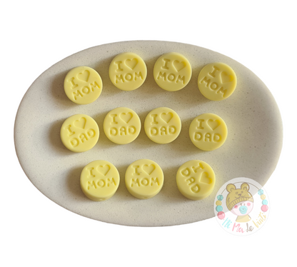 Silicone I love Mom /Dad 18mm beads