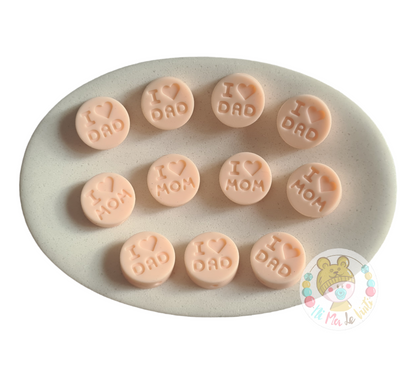 Silicone I love Mom /Dad 18mm beads