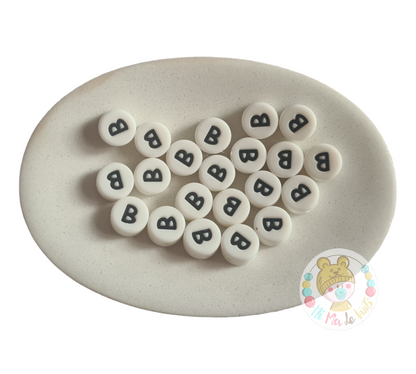 Alphabet Silicone Beads Round  12mm