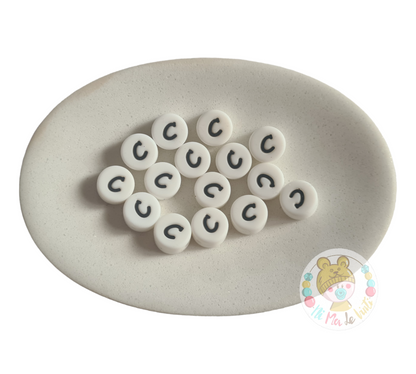 Alphabet Silicone Beads Round  12mm