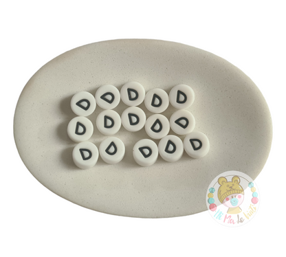 Alphabet Silicone Beads Round  12mm