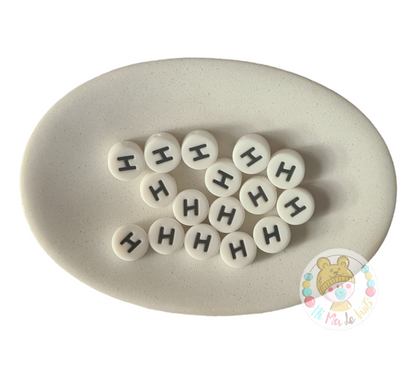 Alphabet Silicone Beads Round  12mm