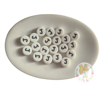 Alphabet Silicone Beads Round  12mm