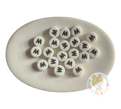Alphabet Silicone Beads Round  12mm