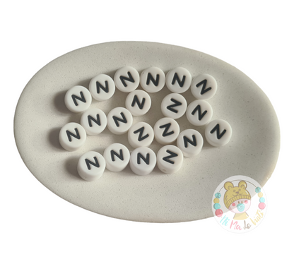 Alphabet Silicone Beads Round  12mm