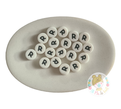 Alphabet Silicone Beads Round  12mm
