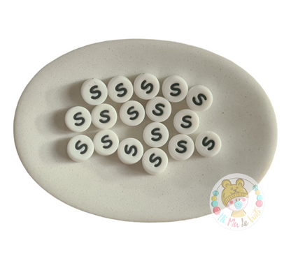 Alphabet Silicone Beads Round  12mm