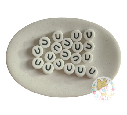 Alphabet Silicone Beads Round  12mm