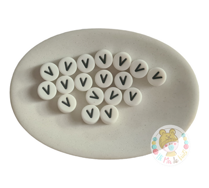 Alphabet Silicone Beads Round  12mm