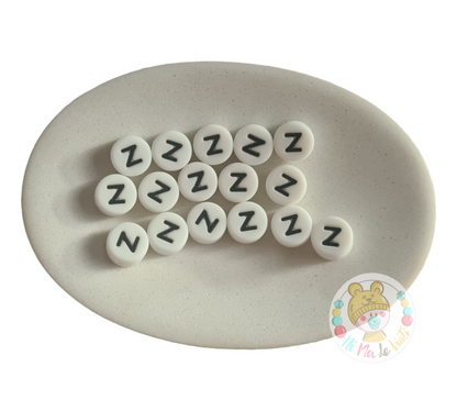 Alphabet Silicone Beads Round  12mm