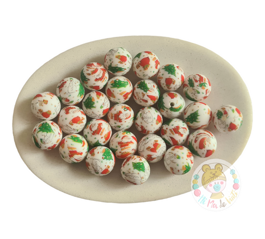 Christmas Round Silicone Beads 15mm