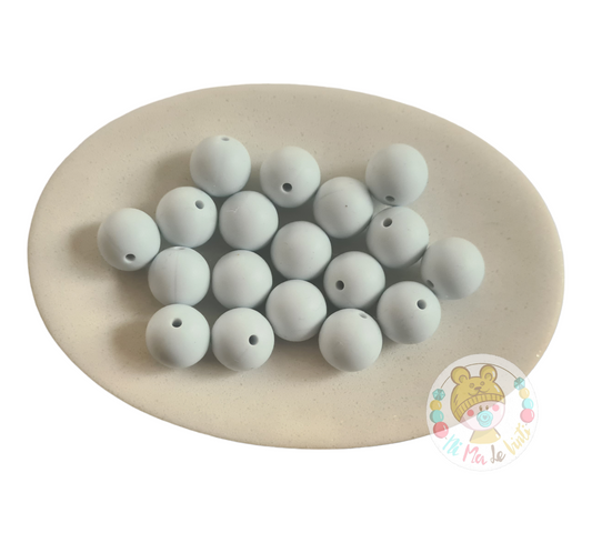 Creamy Light Blue 15mm Silicone Beads