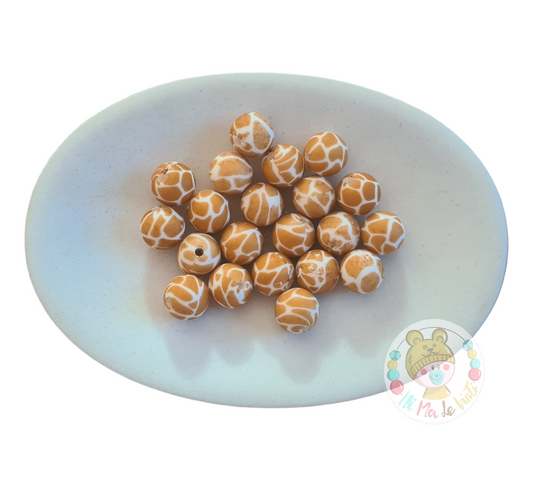 Giraffe Print 12mm Silicone Beads
