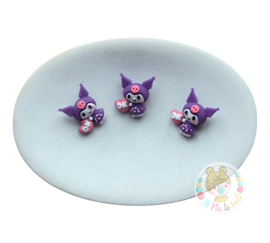 3D Kuromi Purple Silicone Beads