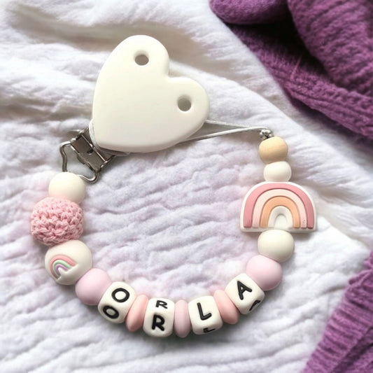 Little Rainbow Luxe Personalised Baby Dummy Clip