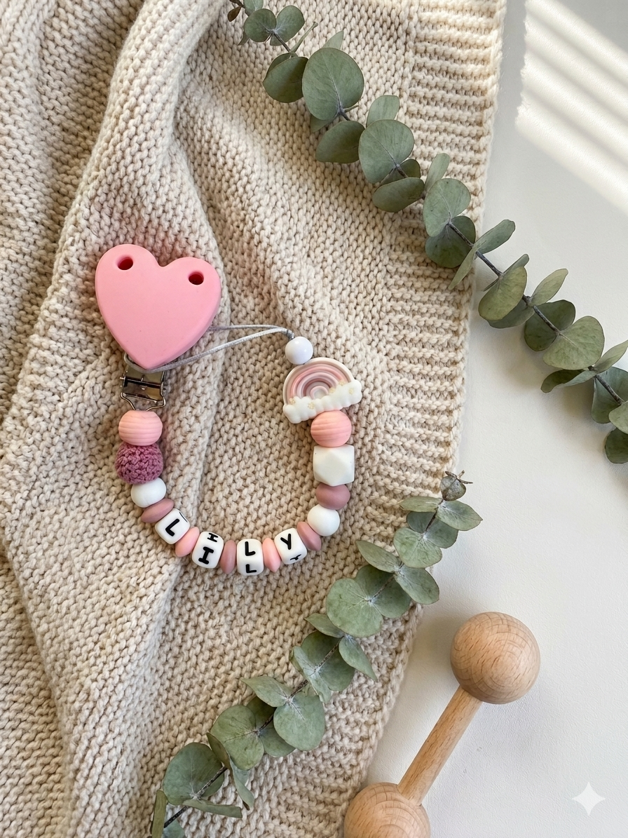 Sweetie Rainbow Clip Personalised Baby Dummy Clip