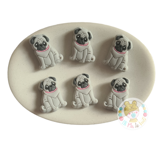 Pug Silicone Beads