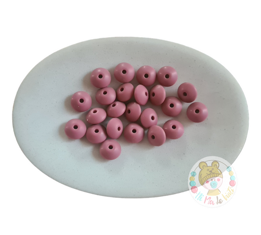 12mm Lentil Beads- Dark Pink