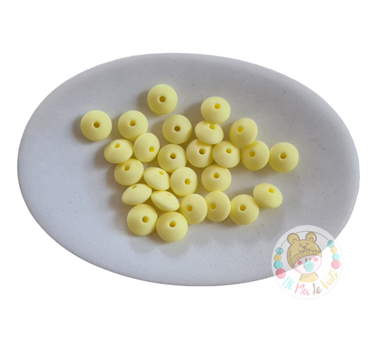 12mm Lentil Beads- Pastel Yellow