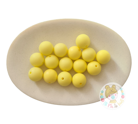 Pastel Yellow 15mm Silicone Beads