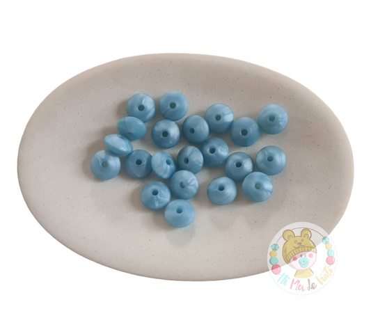12mm Lentil Beads- Light Blue Metal