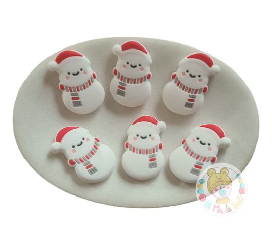 Red Snowman Silicone Beads