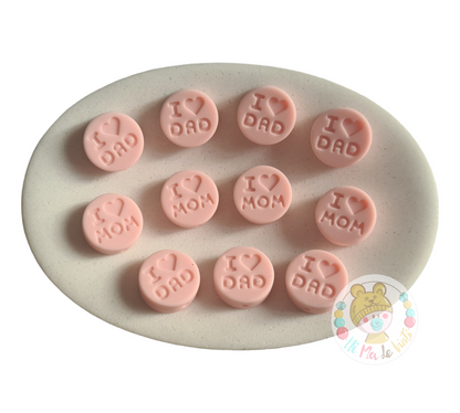 Silicone I love Mom /Dad 18mm beads